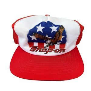 Vintage Snap-On Tools Trucker Snapback Hat Red Racing Theme Adjustable